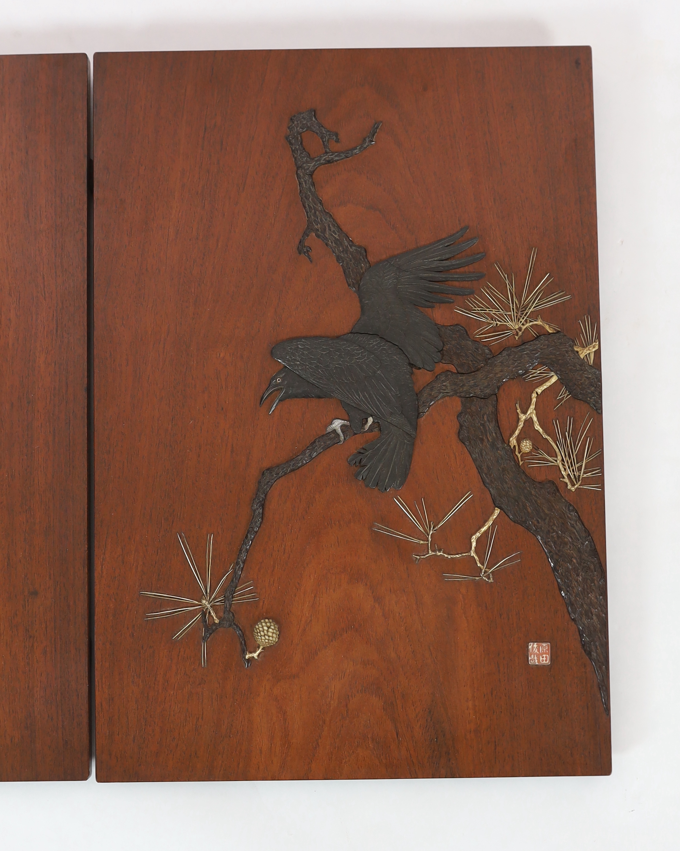 Two Japanese Shibayama type inlaid panels, 19th century, CITES Submission reference XNPLXS1W